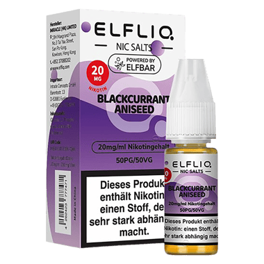 Elfliq - Nikotinsalz Liquid 20mg/ml - Blackcurrant Aniseed Elfliq - Nikotinsalz Liquid 20mg/ml - Blackcurrant Aniseed