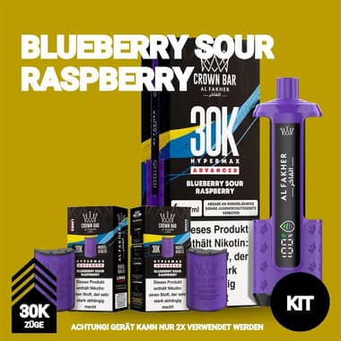 Al Fakher 30K Hypermax Akku + 2x Pod 6mg - Blueberry Sour Raspberry