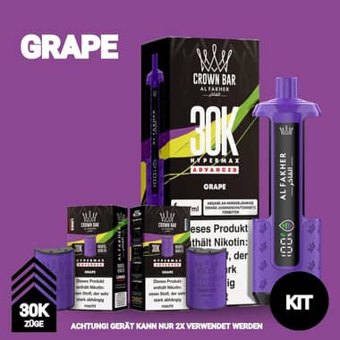 Al Fakher 30K Hypermax Akku + 2x Pod 6mg - Grape