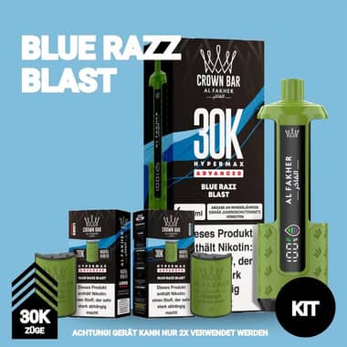 Al Fakher 30K Hypermax Akku + 2x Pod 6mg - Blue Razz Blast