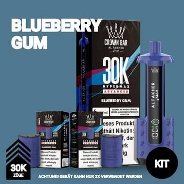 Al Fakher 30K Hypermax Akku + 2x Pod 6mg - Blueberry Gum