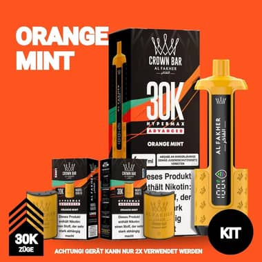 Al Fakher 30K Hypermax Akku + 2x Pod 6mg - Orange Mint