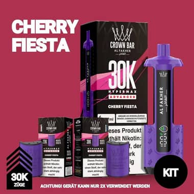 Al Fakher 30K Hypermax Akku + 2x Pod 6mg - Cherry Fiesta