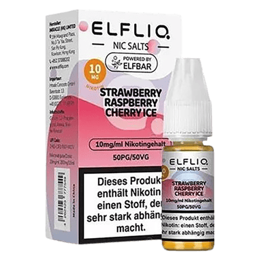 Elfliq - Nikotinsalz Liquid 10mg/ml - Strawberry Raspberry Cherry Ice