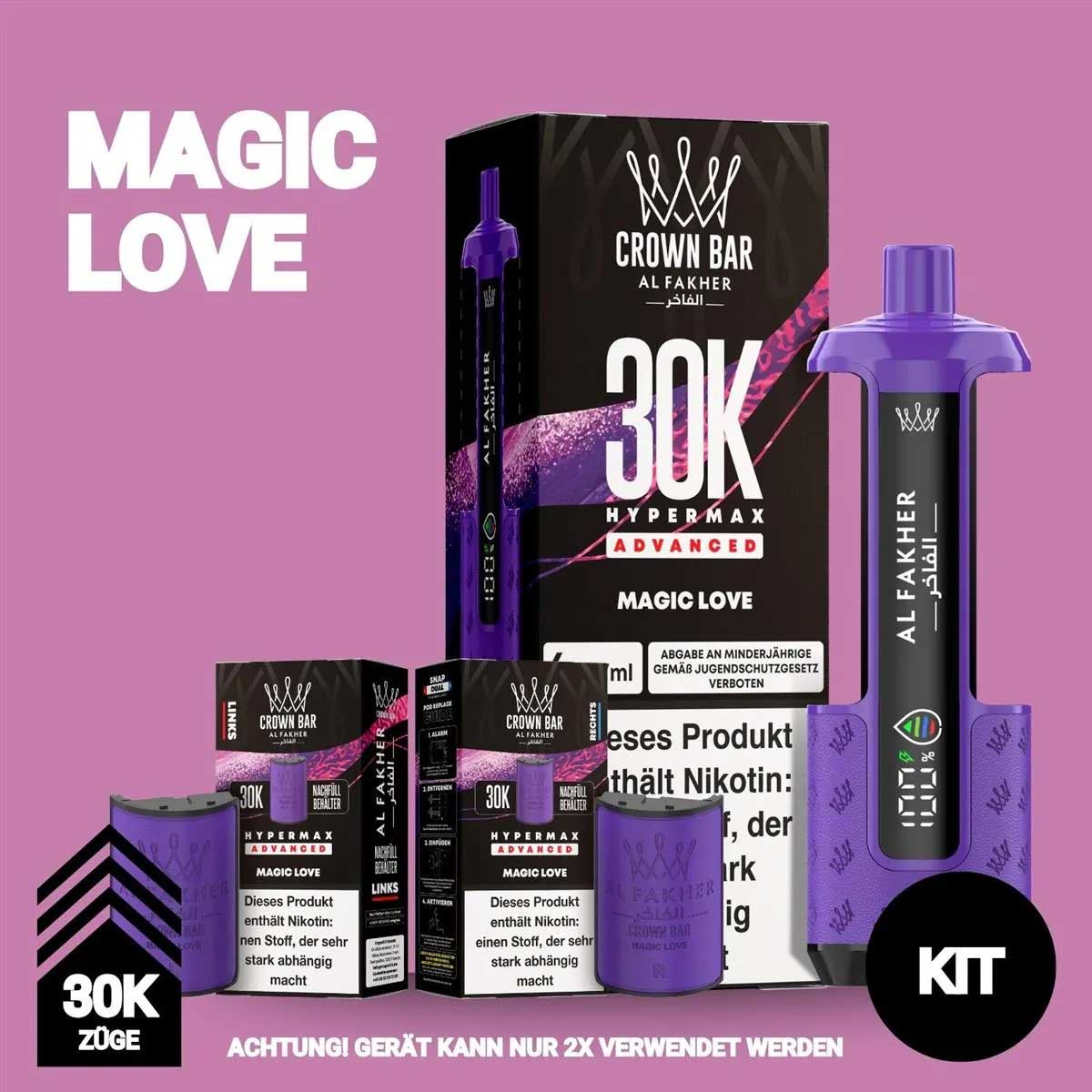 Al Fakher 30K Hypermax Magic Love Akku + Pods 6mg Al Fakher 30K Hypermax Magic Love Akku + Pods 6mg