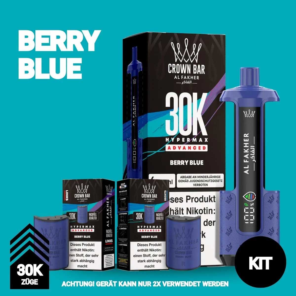 Al Fakher 30K Hypermax Berry Blue 6mg E-Shisha Set Al Fakher 30K Hypermax Berry Blue 6mg E-Shisha Set