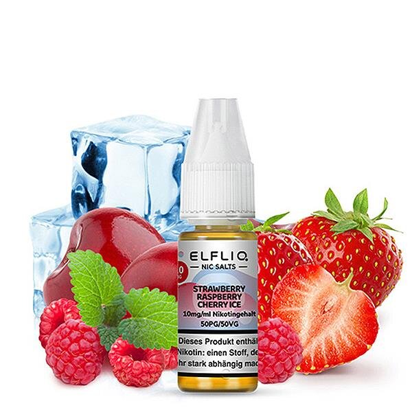 Elfliq - Nikotinsalz Liquid 10mg/ml - Strawberry Raspberry Cherry Ice