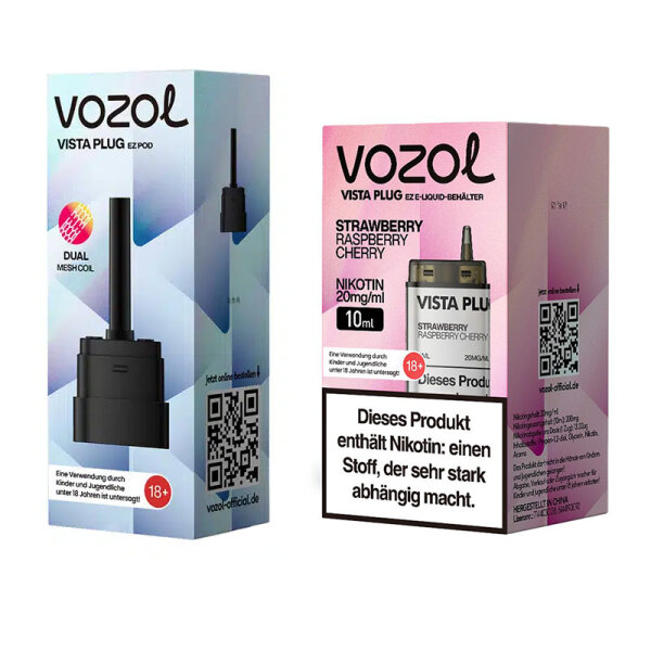 Vozol Vista Plug ez Pod Bundle - Strawberry Raspberry Cherry